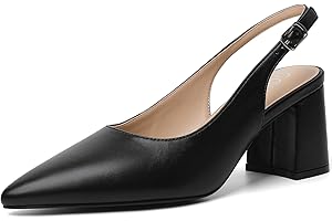 Mostrin Block Slingback Heels for Women Pointed Closed Toe Chunky Heels Office Work Shoes Women's Pumps for Business Casual