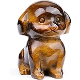 CrystalTears Tiger Eye Crystal Dog Figurine Gifts for Women Dog Lovers Men, 1.5” Healing Gemstone Dogs Puppy Statue Ornament for Home Office Decor Lucky Crystals Dogs Gifts for Christmas