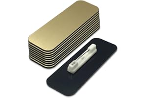 ALL QUALITY Name Tag/Badge Blanks - 10 Pack - Brushed Gold 1" X 3", Round Corners, Pin