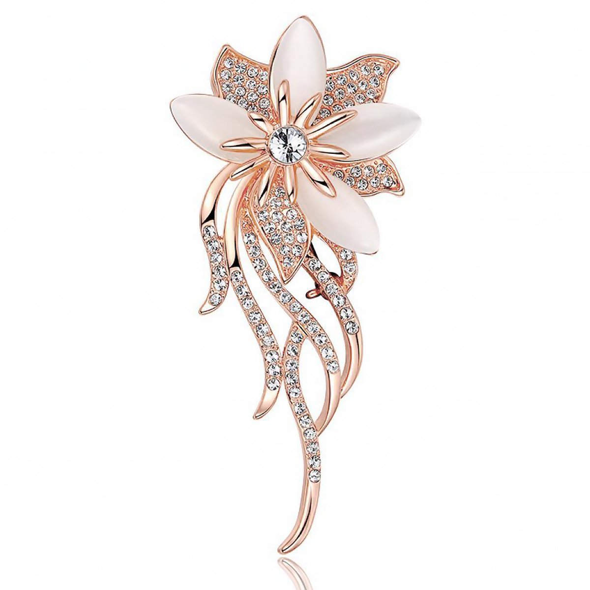 Created Crystal Cats Eye Brooches and Pins for Women | Classy Bridal Bouquet Brooch Pin | Elegant Accessory for Weddings and Special Occasions | Safety Pins Vintage Jewelry, Shawl Pins for Women