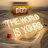 The World Is Yours Neon Sign for Wall Decor, Warm White Scarface LED Light Up Sign for Bedroom Game Room Man Cave, Birthday Graduation Gifts, 17"x9" by DIVATLA
