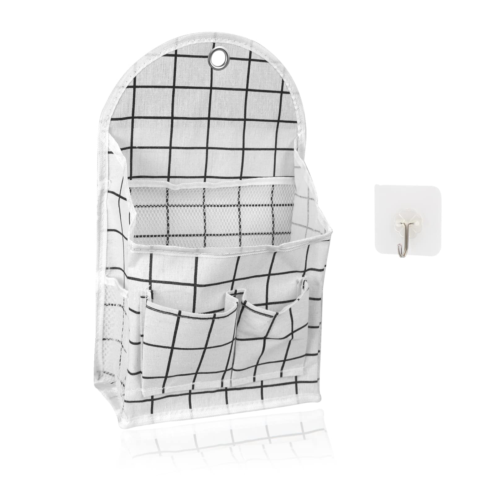 FuninCrea Wall Hanging Storage Bag, 3-Layer Hanging Pocket with Non-marking hook Waterproof Door Closet Organizer for Bedroom, Bathroom, Kitchen (White)