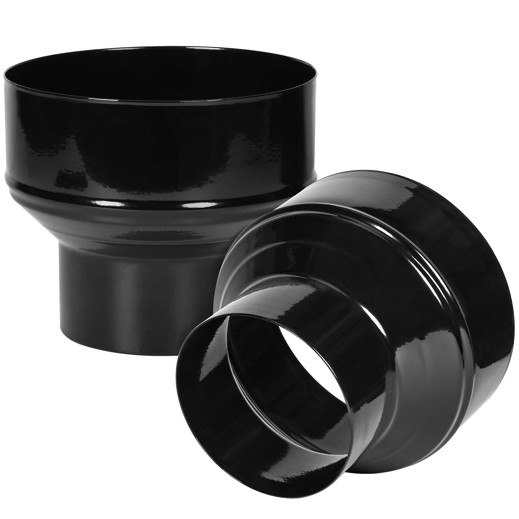 Photo 1 of 2 Pcs Duct Reducter 6 to 4 Air Ducting Reducer Increaser Air Duct Adapter or Round Metal Pipe Reducer for Bathroom Kitchen Ventilation Systems - Black