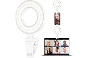 XINBAOHONG Clip on Ring Light,Rechargeable Fill Video Light for Phone,Laptop, Tablet and Computer, Portable Phone Light for Selfie TikTok Vlog Video Conference Zoom Call Photography Makeup