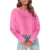 Tankaneo Womens Long Sleeve Crop Tops Loose Fit Fall Cropped Tshirt 2026 Crew Neck Casual Shirts