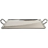 G.E.T. SSTPD-1612-MP Heavy-Duty Metal Serving/Ottoman Tray with Handles, 16" x 12", Mirror Polished Steel