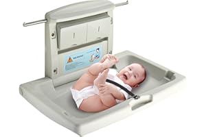 Wall Mounted Baby Changing Station, Fold-Down Diaper Table with Adjustable Safety Strap, 2 Storage Bins & Side Hooks for Home
