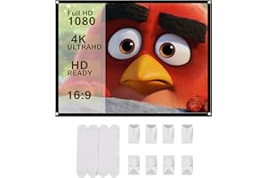 72 Inch Projector Screen, Portable Movie Screen with Adhesive and Hooks for Outdoor Indoor, Anti-Crease Foldable Projection S