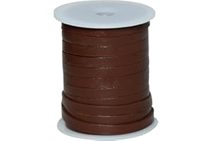 Autentico Leather Flat String Cord for Making Necklace, Bracelets and Jewellery, Genuine Cowhide Leather Strap Braided Cord for Shoe Laces and DIY Crafts (Light Brown, 5mm)