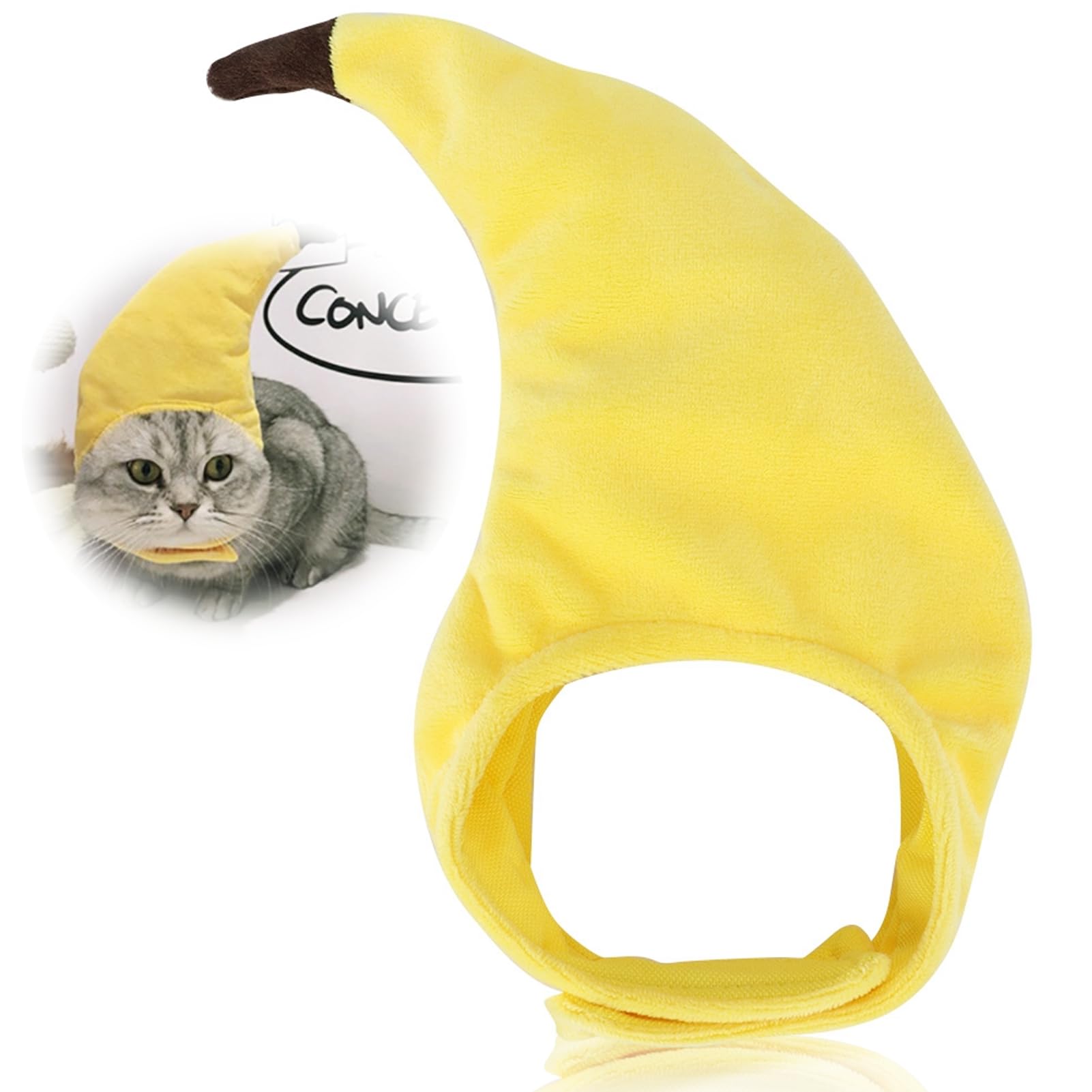 KUIDAMOS Cute Cat Hat Cap Transformations Festive Funny Cat Banana Hat Small Cat Banana Headwear Headdress Pet Costume Accessories(Average size)