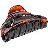 Parcelona French Junco Medium Tortoise Shell Celluloid Jaw Hair Claw Clips Clamp Clutcher for Women and Girls for Hair