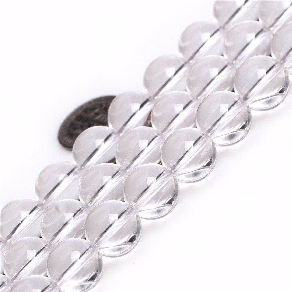 Grade natural white clear rock quartz crystal beads 15'' (white/12MM)