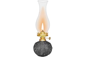 GXFCCYXT Chamber Oil Lamp Vintage Glass Clear Kerosene Lamp Indoor Decorative Hurricane Lamp Oil Lamps for Indoor Use or Tabletop Decor and Emergency Lighting - Dark Gray
