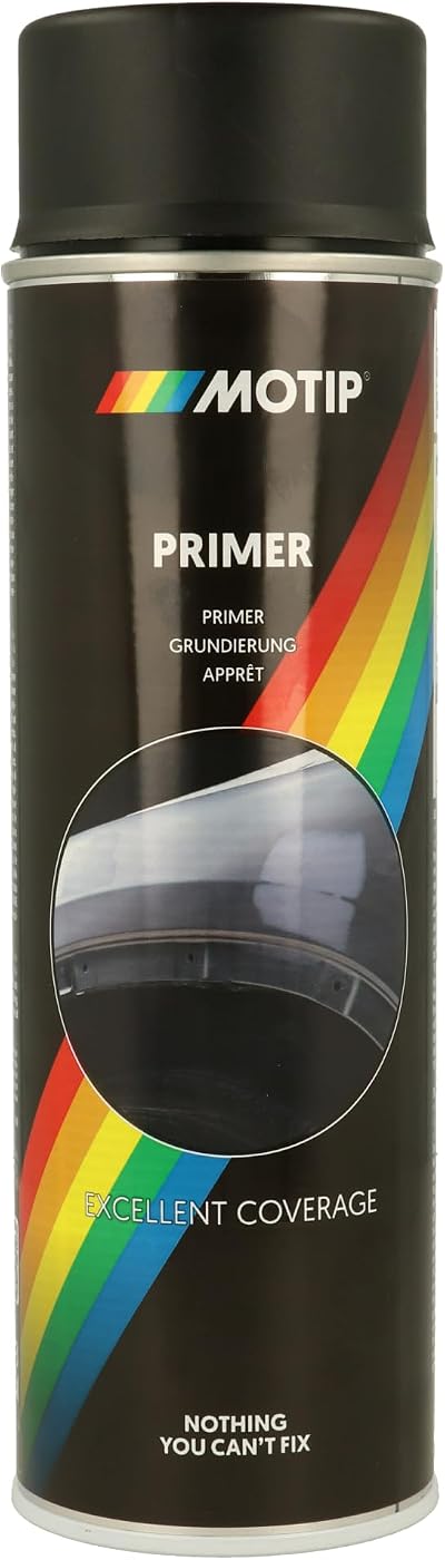 MOTIP M04052 Primer Spray Black 500ml Fast Drying Metal Wood Glass Plastic
