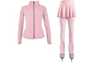 LIUHUO Figure Ice Skating Training Pants Jackets Girls Womens Fleece Shiny Colored Diamond Girl Comfortable Warm Tracksuit