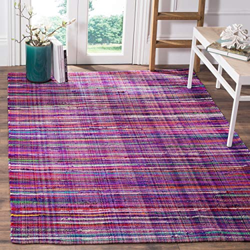 SAFAVIEH Area Rug 8x10 - Rag Collection - Large - Purple & Multi, Handmade Cott…