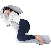 EKEPE Body Pillow with Cover, 68 Inches Memory Foam Full Body Pillow for Side Sleeper, Long Pregnancy Pillow with Contour Support for Back, Knee, Leg Relief - Medium Grey