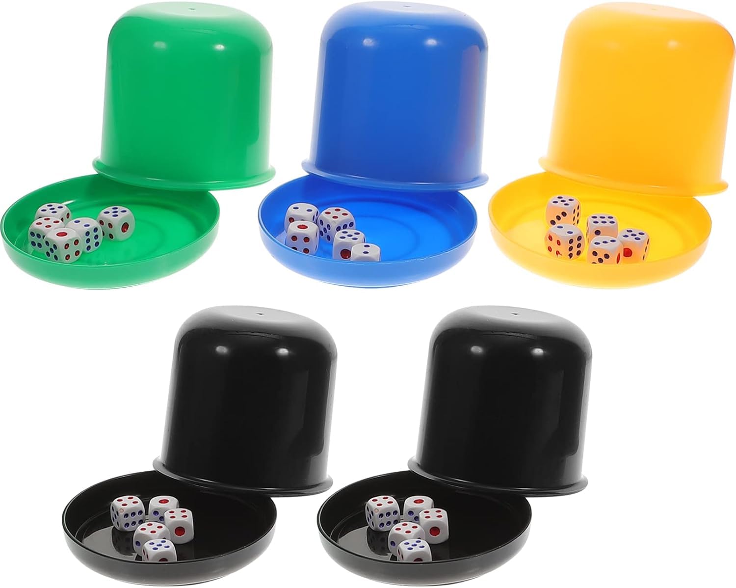 CLISPEED Dice Cup Set with 25PCS and 5 Bottoms: Poker Shaker Cups for Liar's Game, Perudo, Family Game Night, Pub Party Tabletop Play, ABS Entertainment Pack for Adults Kids