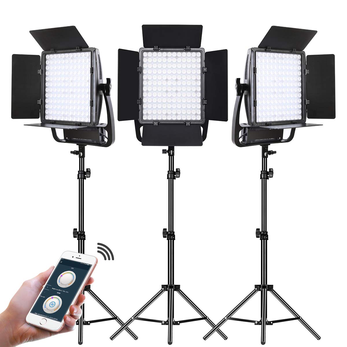 2 Packs Dimmable Bi-Color LED Video Lighting Kits with APP Control, 50W Optical Lens Variable 3200K~5600K, CRI 97+ LED Panel Light, Photography Lighting Kit, for YouTube Studio Photography