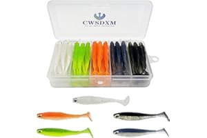 CWSDXM Soft Fishing Lures, 6.5cm/8cm Paddle Tail Swimbaits Soft Plastic Lures Kit for Bass Trout Walleye Crappie 30pcs/40pcs…
