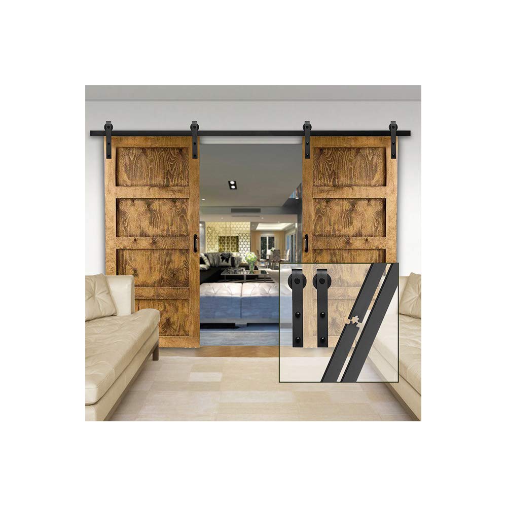 10FT/305cm Double Sliding Barn Door, Barn Door Hardware,Spliced Rails,Suitable for Door Wide Max 76cm- No Door in Kit