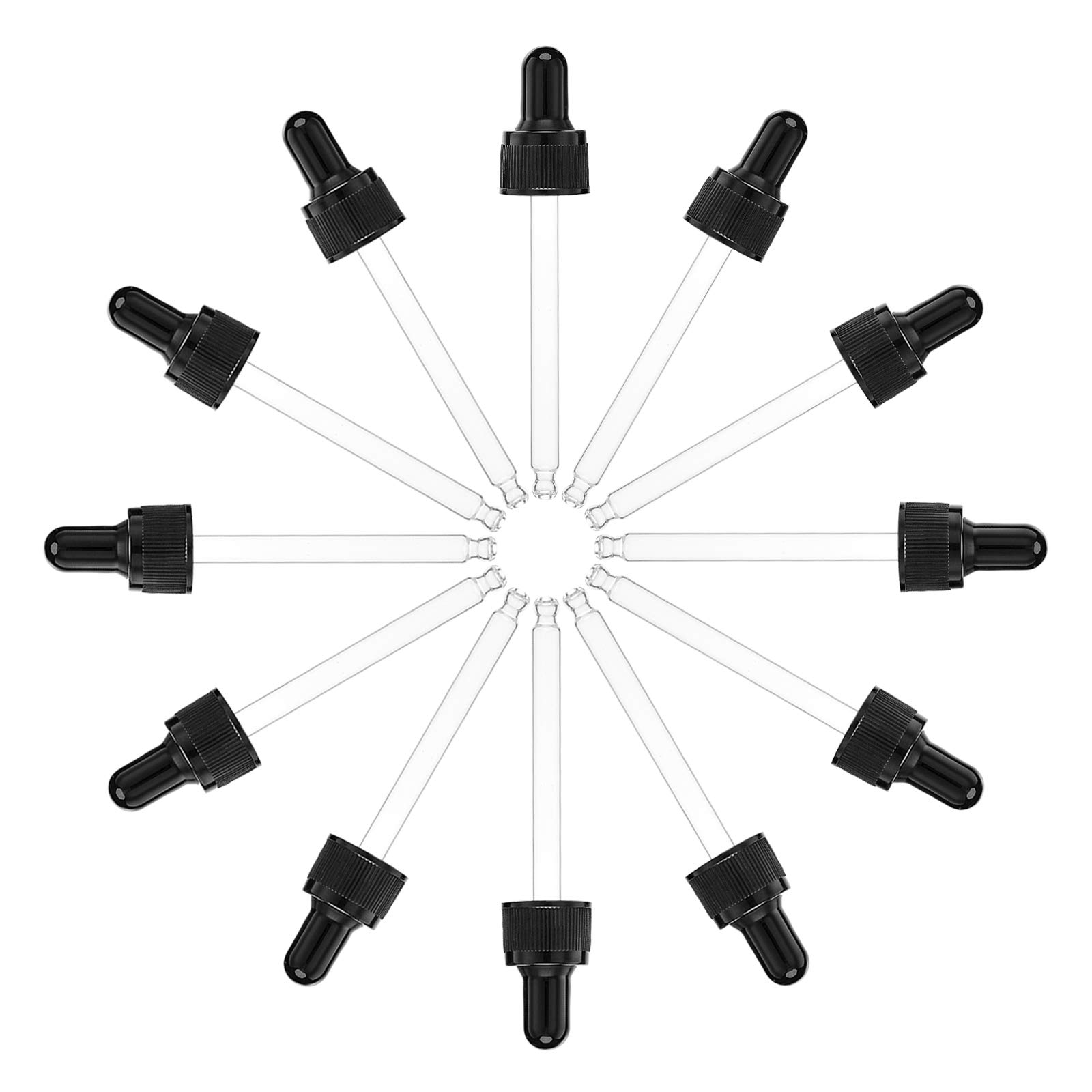 SUPERFINDINGS 24pcs Glass Droppers 50ml Straight Tip Glass Essential Oils Dropper Bottles