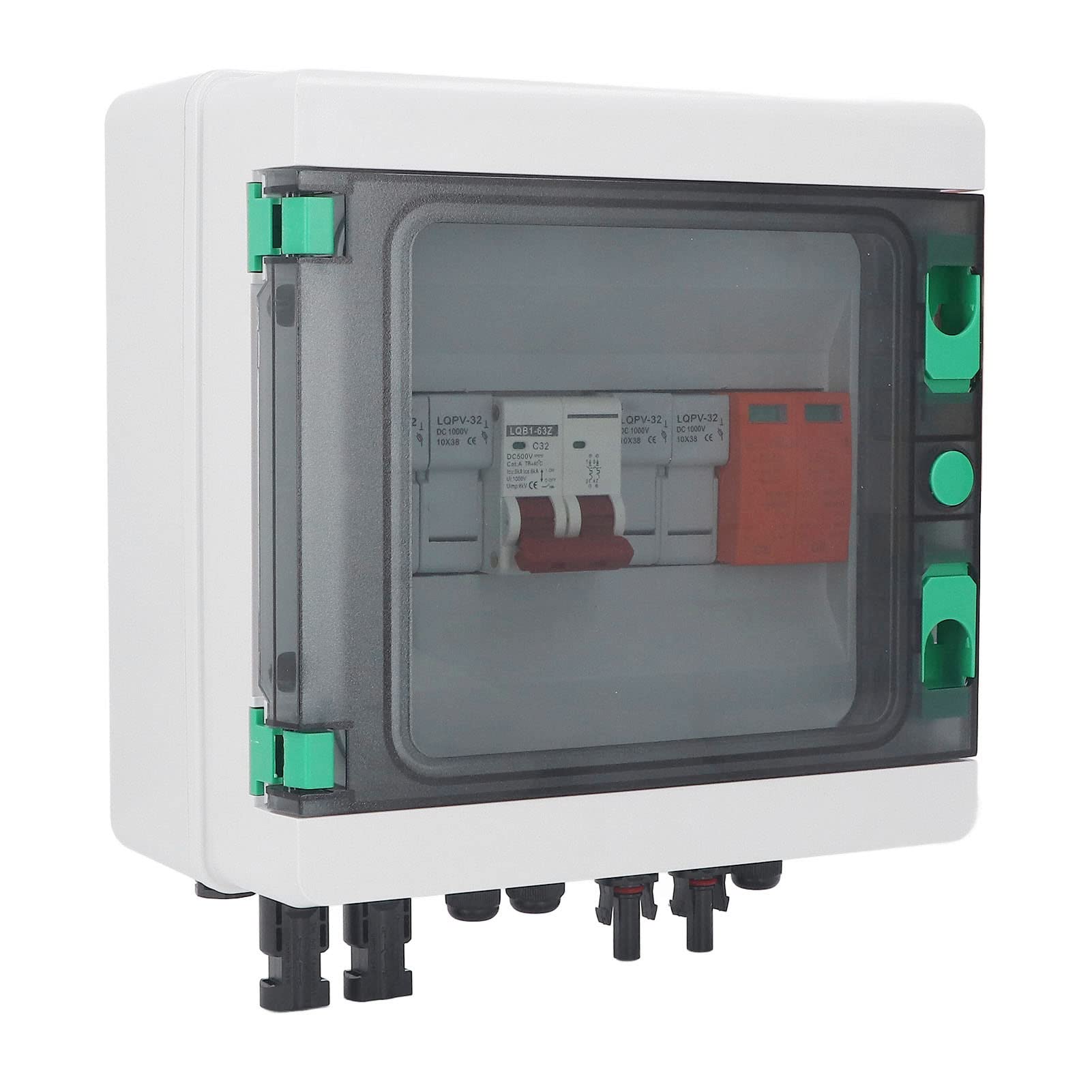 PV Combiner Box 2 String Waterproof Solar Combiner Box with 15A 32A Circuit Breaker DC500V