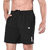 RefindWin Mens Athletic Shorts 7 inch Quick Dry Workout Shorts Zipper Pockets Gym Shorts for Running Hiking