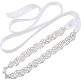 WEZTEZ Crystal Wedding Belt Pearls Bridal Belt Handmade Rhinestone Wedding Dress Belt for Bride Bridesmaid Gowns