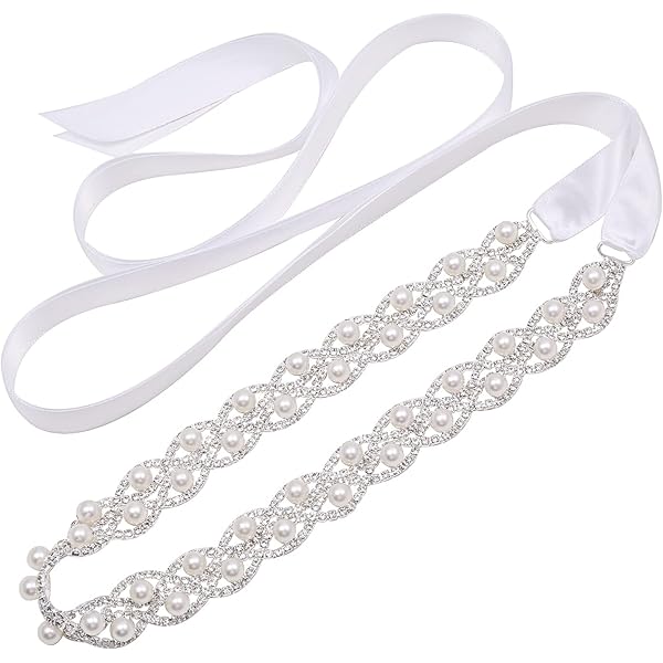 4 Pack Wedding Pearl Belt for Women Dress Rhinestone Bridal  display picture 2
