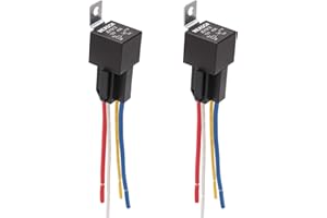 Weasch 2 Pack JD1912 Car Relay, 12V 40A, SPST 4Pin, 40A Automotive Relay, Automotive Switches and Starters, with Interlocking Relay Socket and Wiring Harness (2)