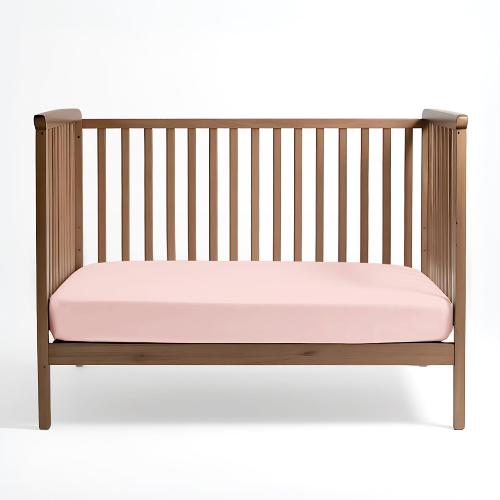 Pizuna 100% Cotton Fitted Crib Sheet Light Pink, 400 Thread Count Long Staple Cotton Fitted Crib Sheet 40x90 cm, Sateen Weave 12 cm Deep Fitted Sheets 1 PC Light Pink — image 1