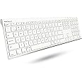 Macally Wireless Bluetooth Keyboard for Mac - Compatible Apple Keyboard or MacBook Pro/Air, iMac - Multi-Device, Up to 3 Devices with 110 Keys, 20 Shortcuts, Numeric Keypad, and Rechargeable - White