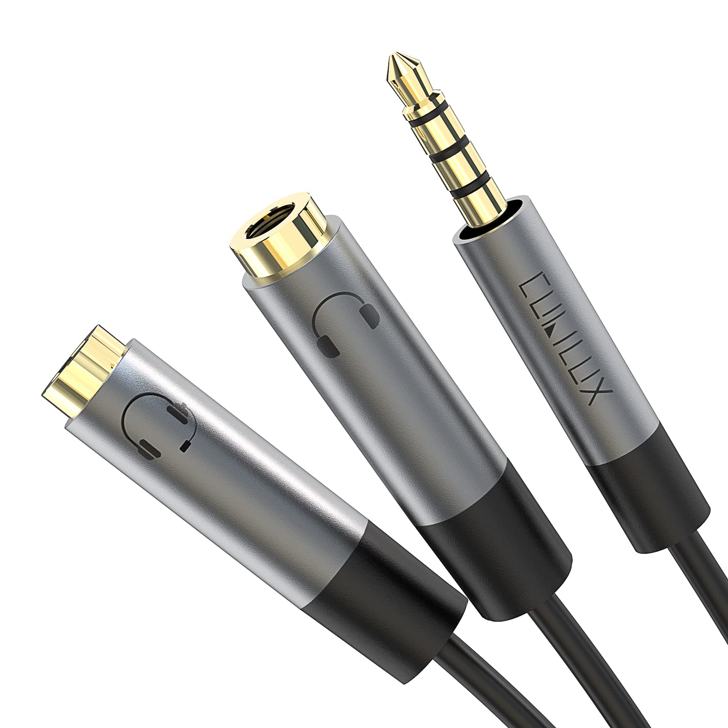 Cubilux Dual Headphones Splitter, 3.5mm Male to 2-Way 3.5 mm Female Audio Jack Adapter, Compatible Sharing Earphones, Double Earbuds Connector for Two People for PC, Laptop, Computer, Phone, Tablet