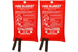 Aksipo Fire Blanket Fiberglass Fire Emergency Suppression Flame Retardant Blanket Emergency Survival Safety Cover for Kitchen Home House Car Office Warehouse, 2 Pack (39.3X 39.3 inch)