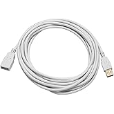 Monoprice 15-Feet USB 2.0 A Male to A Female Extension 28/24AWG Cable (Gold Plated), White (108608)