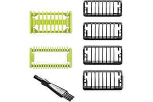 TUNYINSH Guards Set for Hybrid Electric Trimmer QP2724 QP2834 QP2520 QP2530 QP2630 QP6510, Guide Comb 1/2/3/5 mm, 1 Body Comb, 1 Skin Protector and 1 Cleaning Brush Compatible with Oneblade Shaver(7 Pcs)