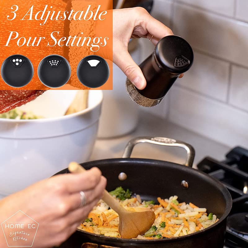 HOME EC Original Glass Salt and Pepper Shakers Set with Adjustable Pour