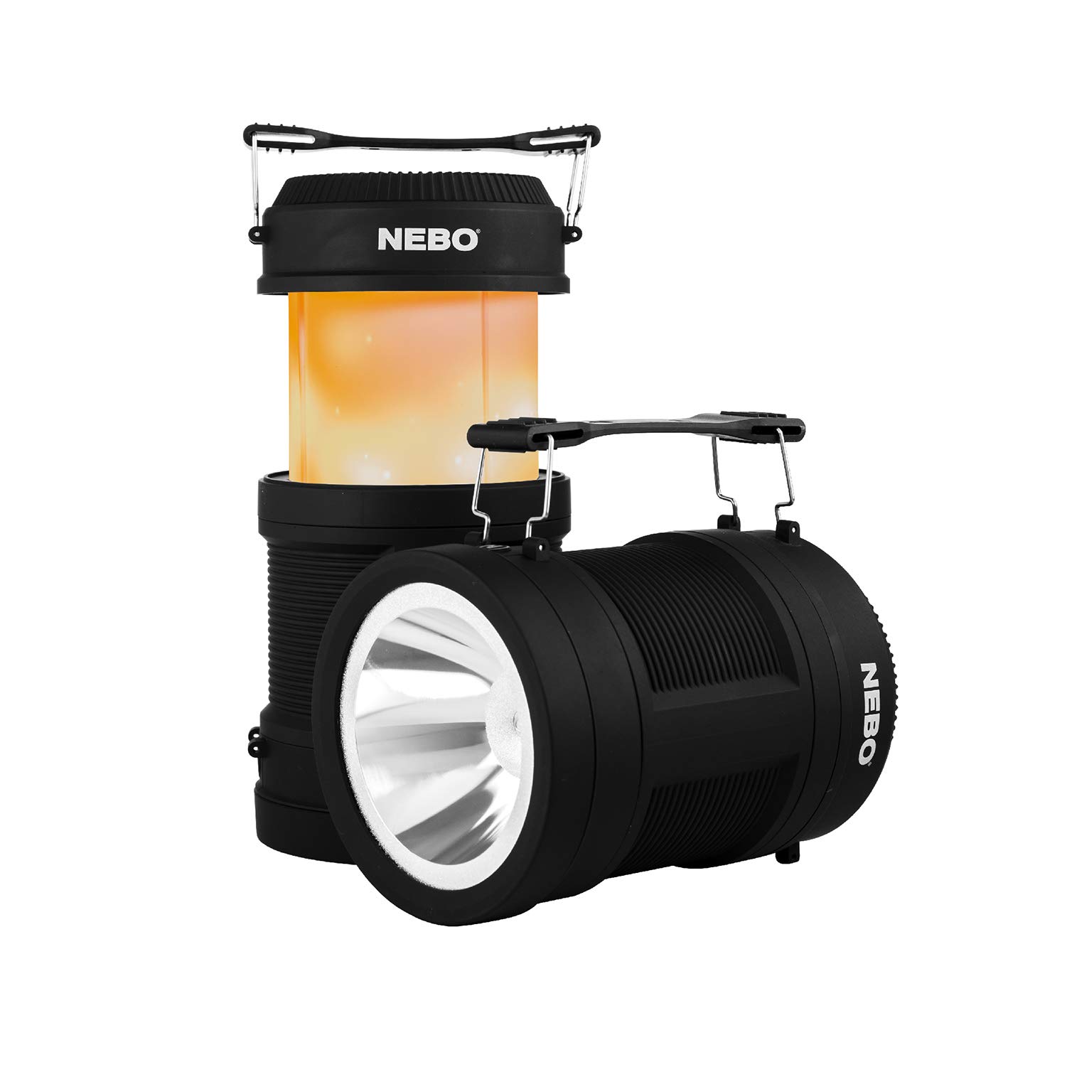 Photo 1 of NEBO Big Poppy Lantern, Flashlight & Power Bank | 300 Lumens, 15 Hours Run Time, Rechargeable LED Spotlight, Pop-Up Flame Emulator & Lantern Modes, Water Resistant, Includes Micro-USB Charging Cable