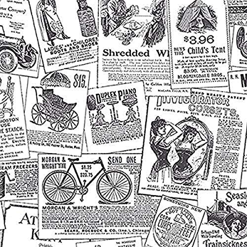 Black and White Vintage Newspaper Print Wallpaper