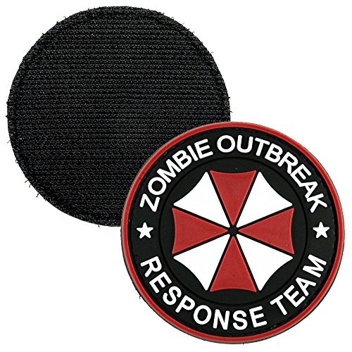LIVABIT PVC Rubber 3D Morale Patch MP-53 Tactical Airsoft Paintball Umbrella Corp Zombie Outbreak Response Team Red