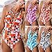 One Piece Swimsuit for Womens Mlide Sexy Backless Cross Bandage Swimwear Deep V Neck Printed Swimming Suit Bluethumb 2