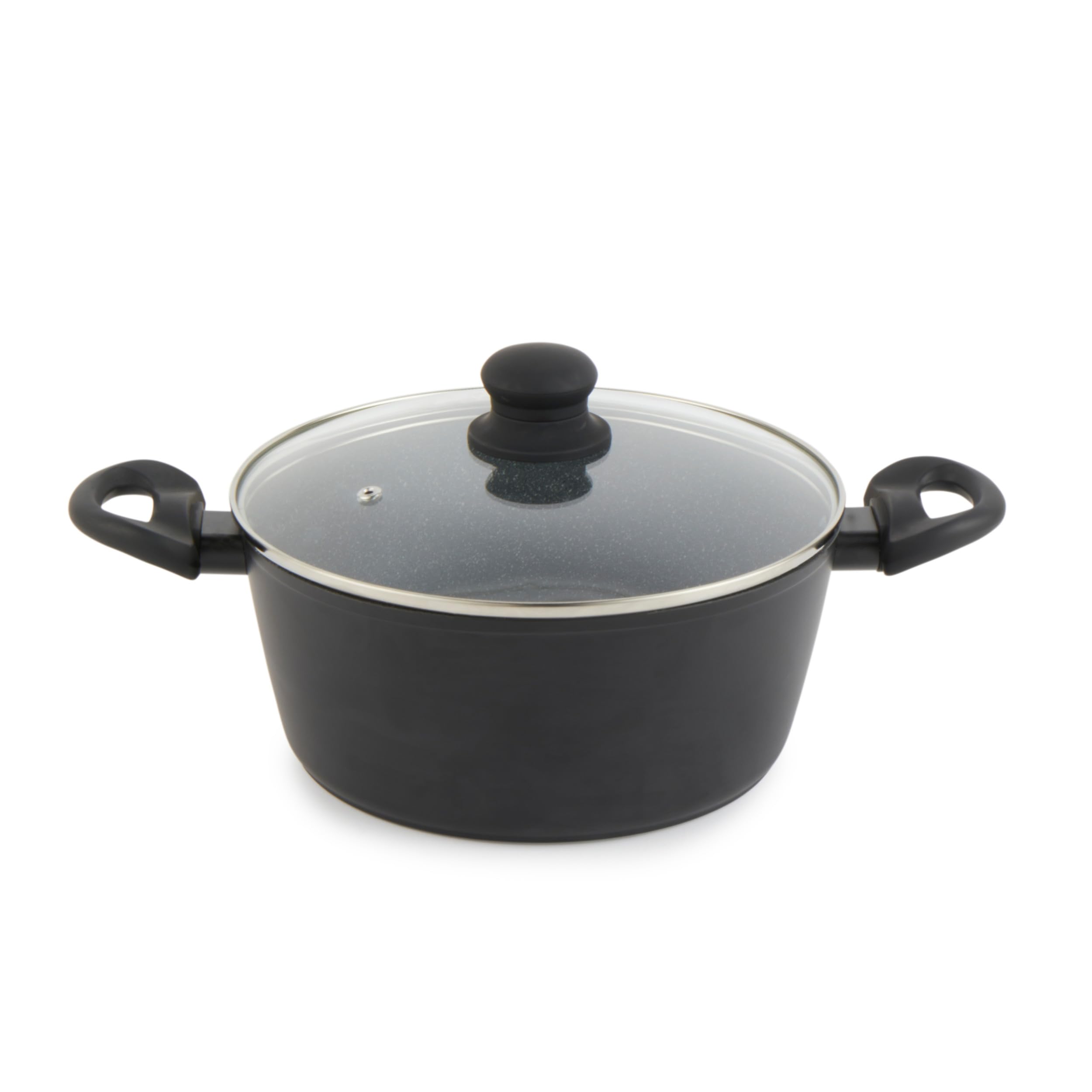 Russell Hobbs RH02809EU7 Metallic Marble Stock Pot - Non-Stick Casserole Cooking Pot, 24cm/2L, Soup Pot, Tempered Glass Lid with Steam Vent, Induction Hob Suitable, Soft Grip Handles, Lightweight