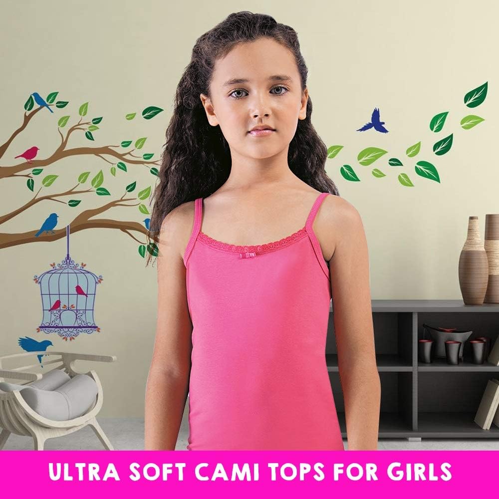 Brix Camisole Tank Top Undershirts for Girls- Cotton, Tagless, Sleeveless- 4 Pack: Clothing
