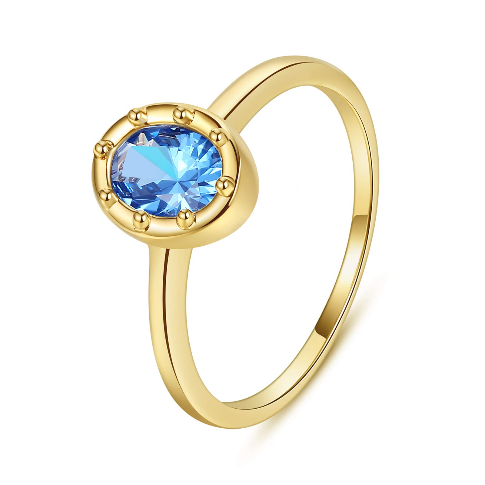 VIKI LYNN 925 Sterling Silver Oval Blue Spinel Ring Wedding Engagement Band Ring for Women