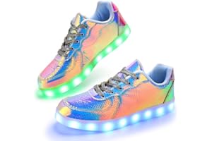 Padgene Women's Men's LED Lights Up Shoes Unisex Luminous Flashing Trainers USB Charging Lace Up Couples Dancing Shoes