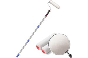 HOSKO 4FT Paint Roller Kits - 9.5 inches Roller Frame with 3 Paint Roller Covers and 36 inches Stainless Steel Detachable Handle - for Painting Walls and Ceiling