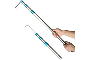 Bytcew Cargo Grabber Reach Retriever Tool, 6.3 Ft Heavy Duty Truck Bed Accessories Telescoping Pull Pole with Hooks, Used for Pickup Truck, SUV, Trailers, RVs (Stainless Steel)