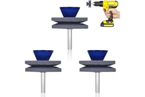 Cenoz Lawn Mower Blade Sharpener, Quality Double Layer Corundum Lawn Mower Blade Sharpener for Any Power Drill Hand Drill, Double-Layer Grindstone Not Easy Damage-GREY-3PCS