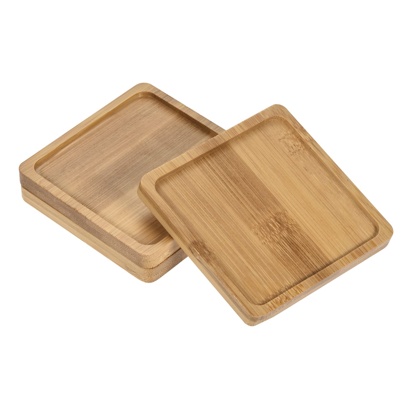 PATIKIL Plant Pot Saucer, 3 Pack 3.5 Inch Bamboo Square Flower Drip Tray for Indoors